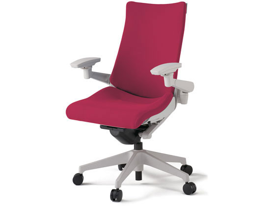 イトーキ アクトチェア 布張ハイ 本体灰樹脂脚 可動肘レッドの通販は 57,858円