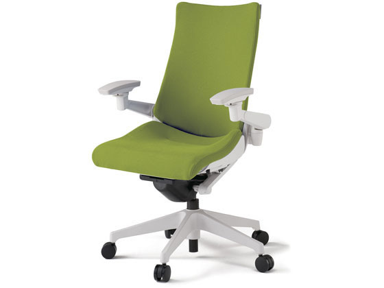 イトーキ アクトチェア 布張ハイ 本体白樹脂脚 可動肘Mグリーンの通販は