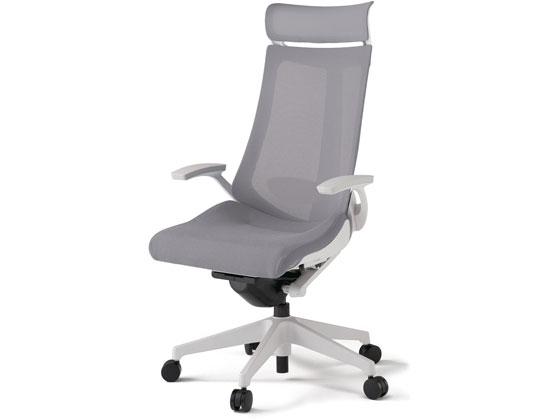 イトーキ アクトチェア メッシュEXハイ 本体白樹脂脚LS付 固定肘LTグレーの通販は 125,581円