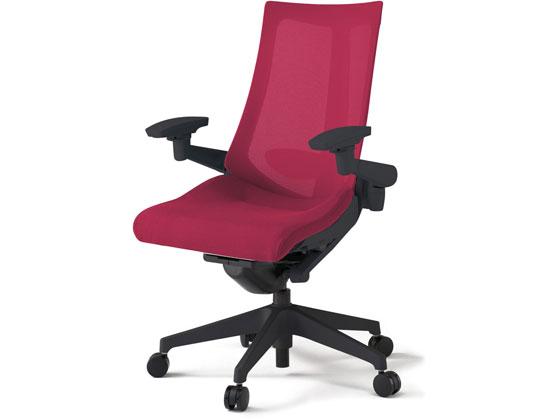 イトーキ アクトチェア メッシュハイ 本体黒樹脂脚LS付 可動肘レッドの通販は