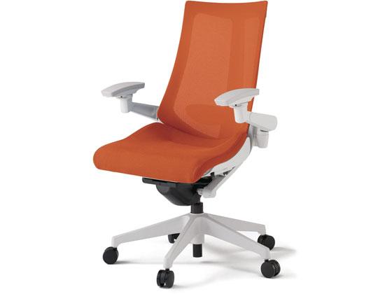 イトーキ アクトチェア メッシュハイ 本体白樹脂脚 肘無オレンジ 肘なし メッシュチェア オフィスチェア イトーキ アクトチェア メッシュハイ 本体白樹脂脚 肘無オレンジ 肘