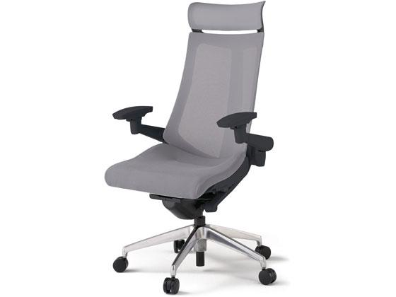 イトーキ アクトチェア メッシュEXハイ 本体黒アルミ脚 可動肘LTグレーの通販は