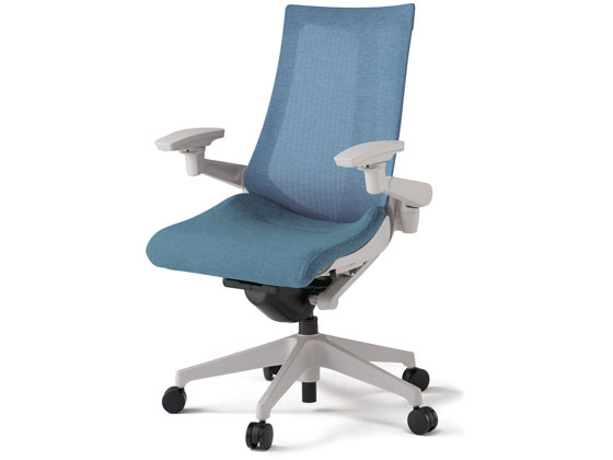 イトーキ アクトチェア メッシュハイ 本体灰樹脂脚 可動肘ダックブルーの通販は