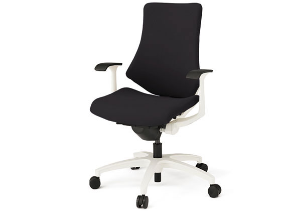 イトーキ エフチェア 布張 ハイバック T型肘 本体白 ブラックの通販は