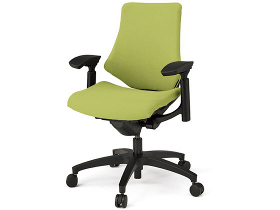 イトーキ エフチェア 布張 ローバック 可動肘 本体黒 モスグリーンの通販は 89,853円