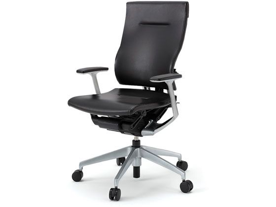 イトーキ スピーナチェア レザー 本体シルバー T型肘 ブラックの通販は