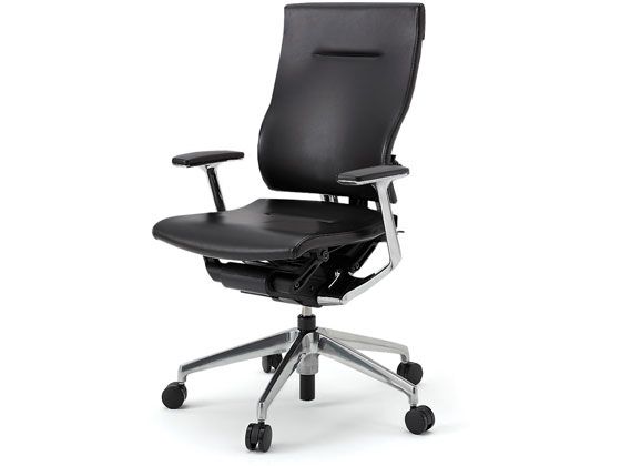 イトーキ スピーナチェア レザー 本体アルミ T型肘 ブラックの通販は