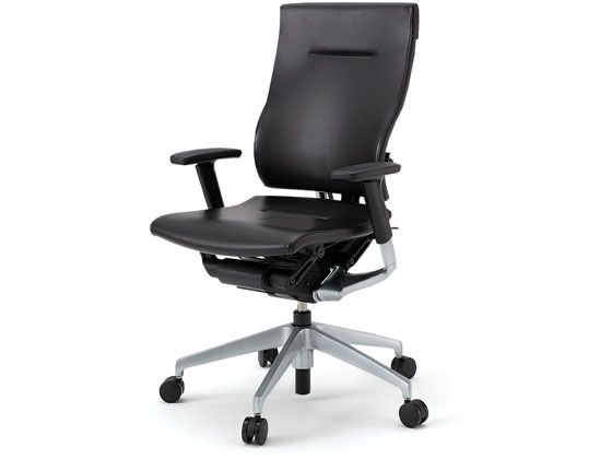 イトーキ スピーナチェア レザー 本体シルバー 可動肘 ブラックの通販は