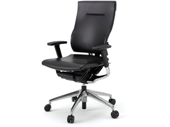 イトーキ スピーナチェア レザー 本体アルミ 可動肘 ブラックの通販はパソコン・オフィスチェア