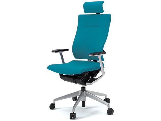 イトーキ スピーナチェア クロス ヘッド付 本体シルバー T型肘 ブルーの通販は 97,377円