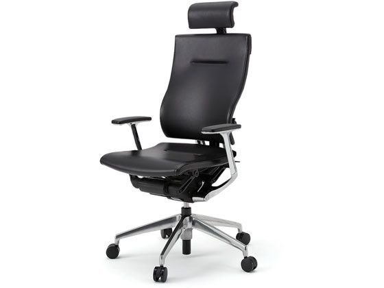 イトーキ スピーナチェア レザー ヘッド付 本体アルミ T型肘 ブラックの通販はパソコン・オフィスチェア