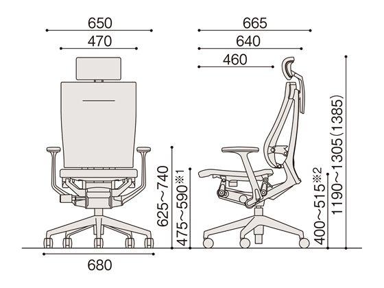 イトーキ スピーナチェア レザー ヘッド付 本体アルミ T型肘 ブラックの通販は