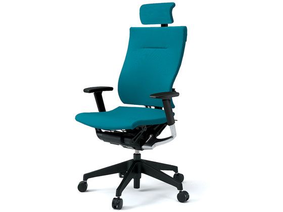 イトーキ スピーナチェア クロス ヘッド付 本体ブラック 可動肘 ブルーの通販は 93,693円