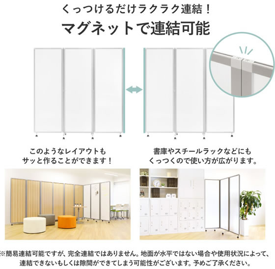 Netforce 三連折畳みパーテーション W1800メラミンブラック×ウォルナットの通販は