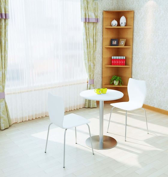 Y2K カフェテーブル 60cm丸 ステンレス丸脚 ホワイト CTTR-60R-WHの通販は