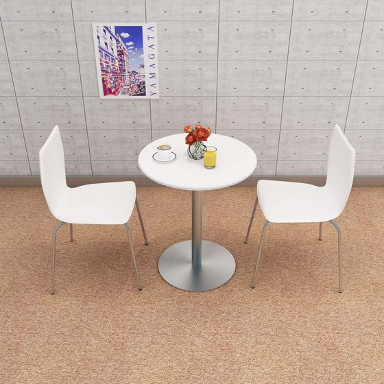 Y2K カフェテーブル 60cm丸 ステンレス丸脚 ホワイト CTTR-60R-WHの通販は