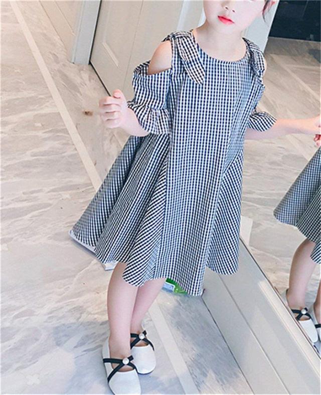 キッズ 女の子ワンピース チェック柄肩出し フレア ドレス 子供服 ドレス オープンショルダー ワンピース 入学式 発表会 結婚式 の通販はau Wowma Qsshop