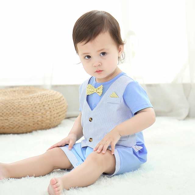 カバーオール オールインワン 紳士 夏 蝶ネクタイ 新生児 赤ちゃん ベビー外出着 キッズ 子供服 ベビーウェア半袖ロンパース 男の子 女の通販はau Pay マーケット Qsshop