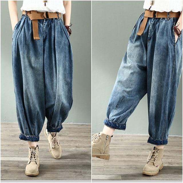 サルエルパンツ デニム レディース 大きいサイズ デニムパンツ レディース 冬 春 40代 ワイド ルーズ イージーパンツ ロング丈 ウエストの通販はau Pay マーケット Like Home