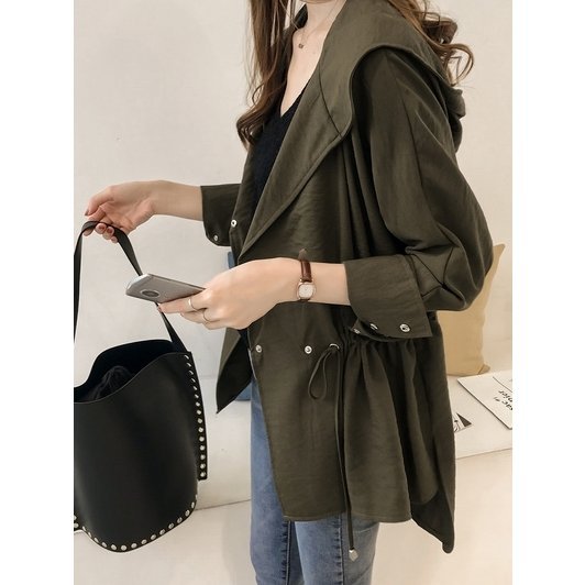 トレンチコート レディース 春 スプリングコート 春新作 ライトアウター 40代 とろみ ブラック カーキホワイト ベージュ ショート丈 フーの通販はau Pay マーケット Like Home