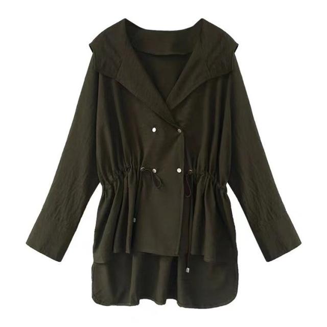 トレンチコート レディース 春 スプリングコート 春新作 ライトアウター 40代 とろみ ブラック カーキホワイト ベージュ ショート丈 フーの通販はau Pay マーケット Like Home