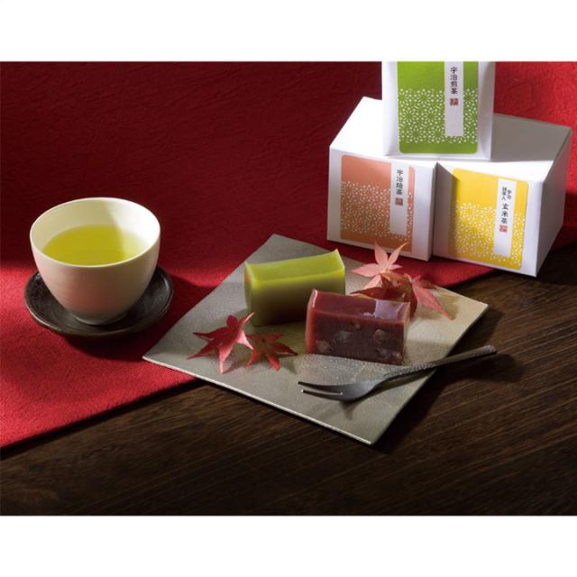 お歳暮 絹ごし羊かん(抹茶・小倉)2本・宇治茶セット【AP】 御歳暮 冬