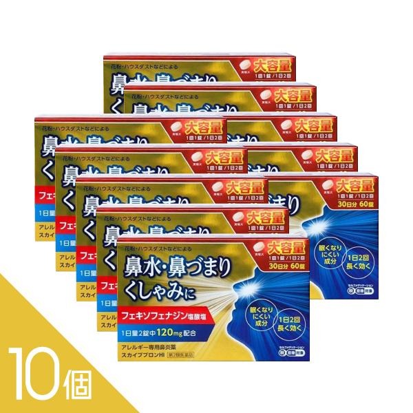 【10個セット】『スカイブブロンHI 60錠』アレグラのジェネリック フェキソフェナジン医療用と同成分・同量配合 アレルギー専用鼻炎薬 花粉症 【第2類医薬品】