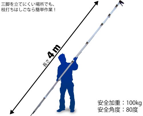 アルミ製 枝打ち梯子 FK-4 (2段継/最大重量100kg/長さ4m)の通販はau