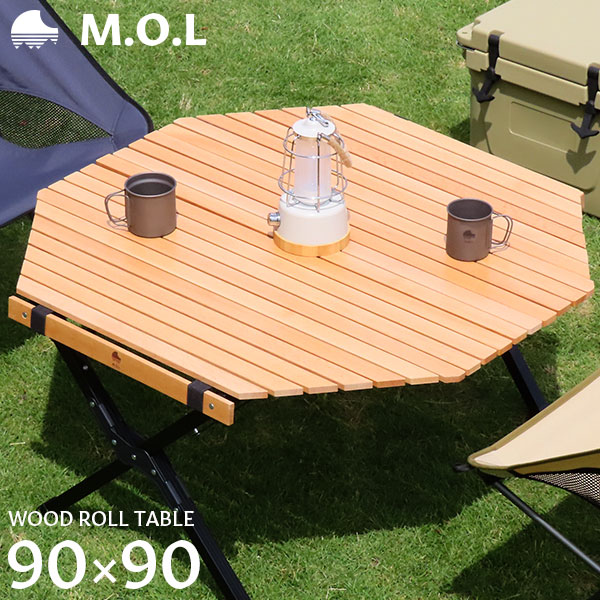 M.O.L 天然ビーチ材 ウッドロールテーブル 90OG MOL-G307