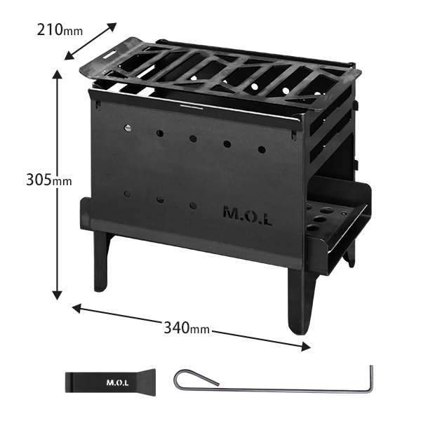 M.O.L 焚き火台＋グリル台＋ロストル＋串台付きセット MOL-X201 M.O.L 焚き火台 M＋グリル台＋ロストル＋串台付きセット MOL