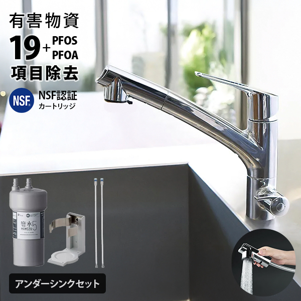 水生活製作所 浄水器 磨水5 アンダーシンク217型セット 浄水器兼用 混合水栓仕様 シングルレバー・シャワー付き (19項目＋PFAS除去/NSF認証) J217P-B217M