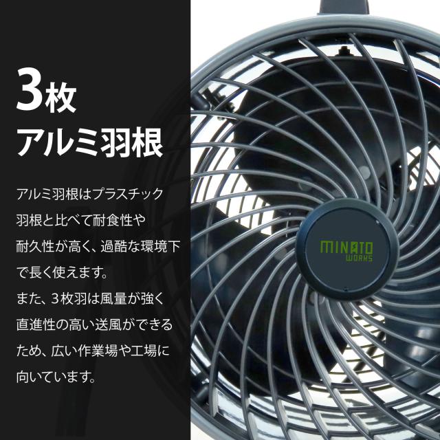 ミナト 大型サーキュレーター 23cm羽根 360度回転 床置き型工場扇 MCF 