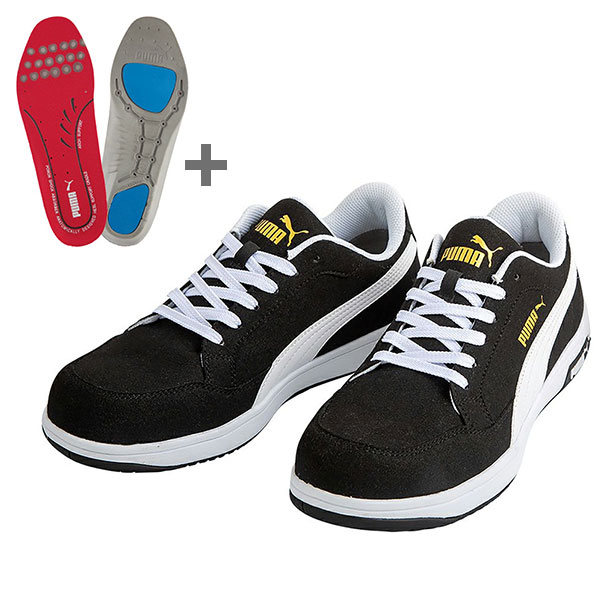 プーマ 安全靴 ヘリテイジ エアツイスト2.0 ロー ブラック 26.0cm + インソール エバークッション プラス