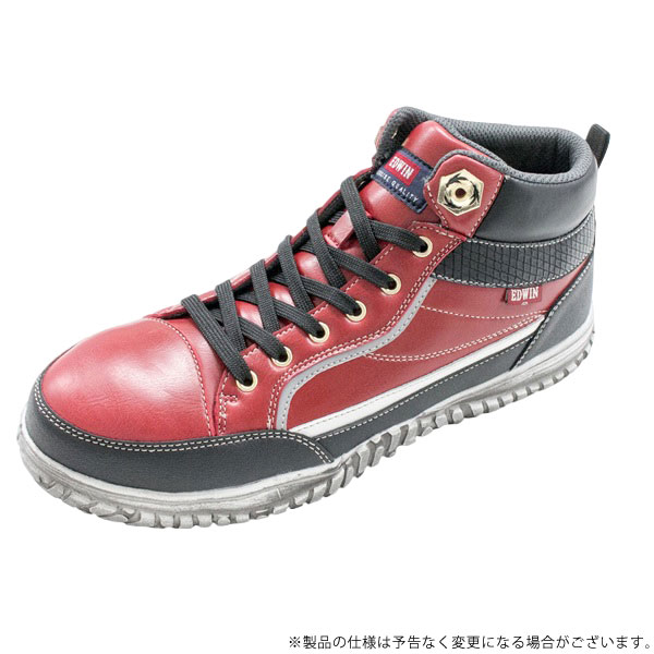EDWIN セーフティシューズ102 レッド 25.0cm 4582288710810
