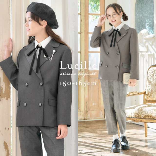 女の子パンツスーツ ネイビー 175cm2XL ブラウス、リボン