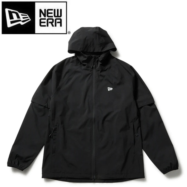 ニューエラ ゴルフ レインジャケット フーディー 2-way アウトラインロゴ ブラック NEW ERA (14859959) 2026年春夏モデル