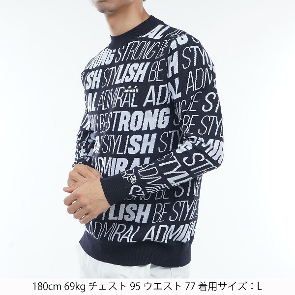 アドミラル ゴルフ メンズ ランニングロゴジャガード クルーネックセーター ADMIRAL ADMA362 2023年秋冬モデル_4