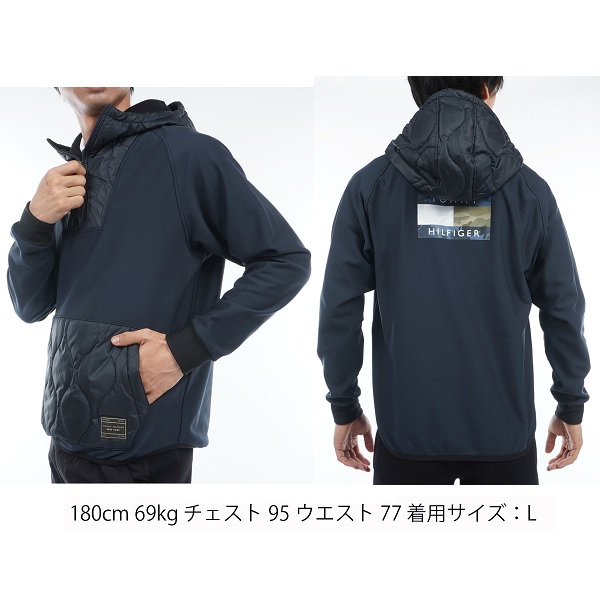 トミーヒルフィガー ゴルフ メンズハイブリッド ハーフジップフーディー TOMMY HILFIGER GOLF THMA368 2023年秋冬モデル_4