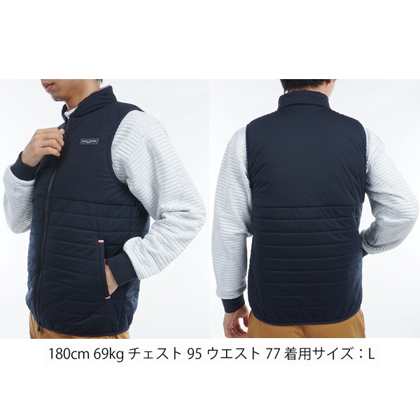 トミーヒルフィガー ゴルフ メンズ 圧着キルト中綿 ベスト TOMMY HILFIGER GOLF THMA467 2024年秋冬モデル_4