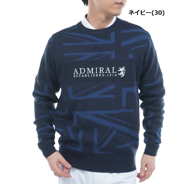 アドミラル ゴルフ メンズ UJジャガード クルーネックセーター ADMIRAL GOLF ADMA564 2025年秋冬モデル アドミラル ゴルフ メンズ UJジャガード クルーネックセーター ADMIRAL