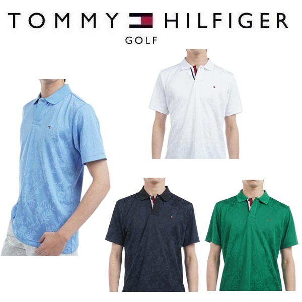 トミーヒルフィガー ゴルフ メンズ リーフジャガード 半袖ポロシャツ TOMMY HILFIGER THMA522 2025年春夏モデル