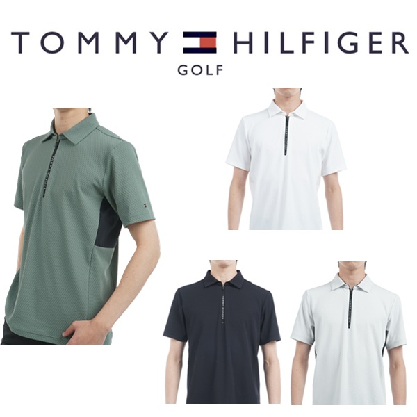 トミーヒルフィガー ゴルフ メンズ リンクスジャガード 半袖ハーフジップシャツ TOMMY HILFIGER THMA536 2025年春夏モデル