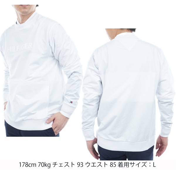 防風クルーネックスウェット【L寸】ホワイト　トミーヒルフィガー　thma554 トミーヒルフィガー ゴルフ メンズ 防風 クルーネックスウェットTOMMY