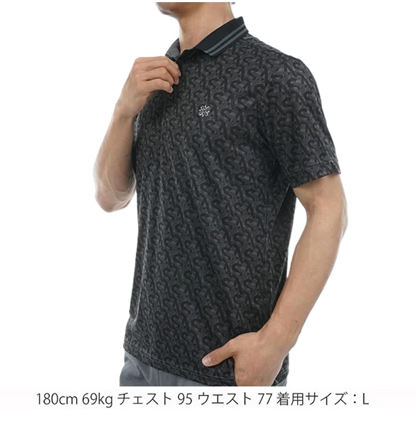 セント アンドリュース ゴルフ メンズ SAモノグラム柄 半袖ポロシャツ 吸水速乾 St ANDREWS 042-5160555 2025春夏モデル_2