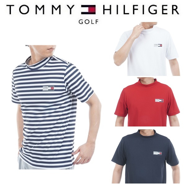 トミーヒルフィガー ゴルフ メンズ メッシュボーダー 半袖モックネックシャツ TOMMY HILFIGER  THMA603 2026年春夏モデル