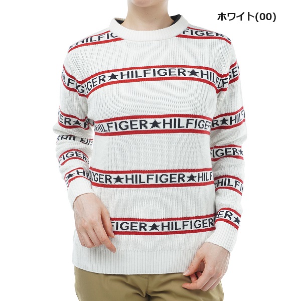 トミーヒルフィガー ゴルフ レディース ロゴストライプ クルーセーター