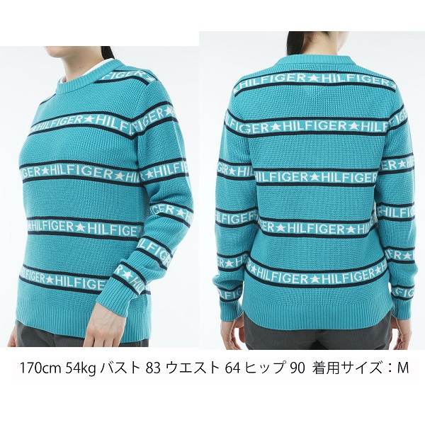 トミーヒルフィガー ゴルフ レディース ロゴストライプ クルーセーター