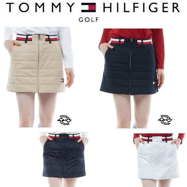 トミーヒルフィガー ゴルフ レディース リバーシブル パテッドスカート TOMMY HILFIGER GOLF THLA375 2023年秋冬モデル