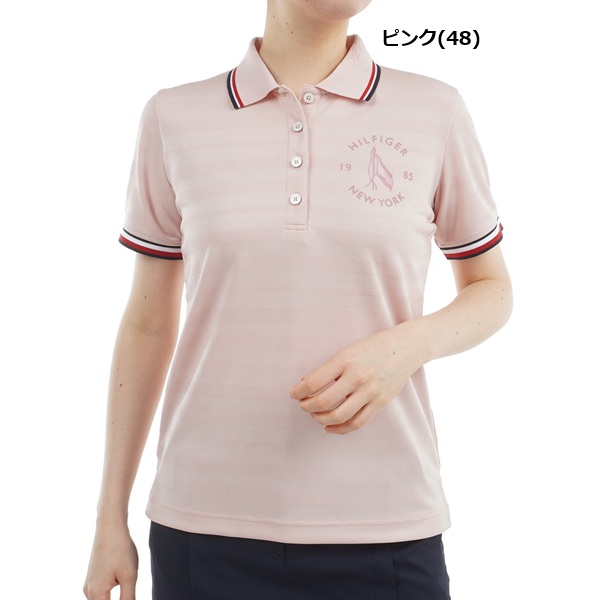 トミーヒルフィガー ゴルフレディース 倶楽部ロゴタイプ ワンポイント半袖スポーツシャツ TOMMY HILFIGER  THLA523 2025年春夏ひな型
