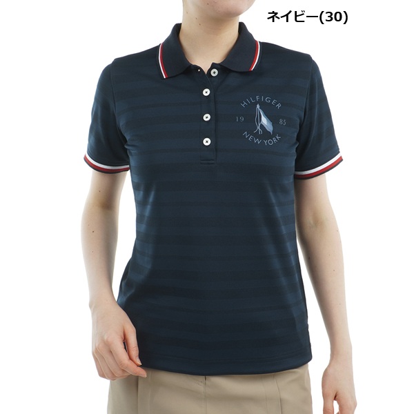 トミーヒルフィガー ゴルフレディース 倶楽部ロゴタイプ ワンポイント半袖スポーツシャツ TOMMY HILFIGER  THLA523 2025年春夏ひな型